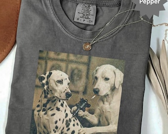 Comfort Colors Retro Dalmatian Dog Tattoo Artist Funny Meme Graphic T-Shirts Vintage