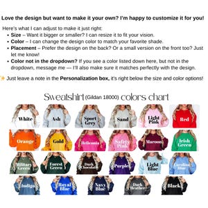 Sweatshirt color chart, customize your sweatshirt color, personalization options, Gildan 18000, choose your color, sweatshirt palette