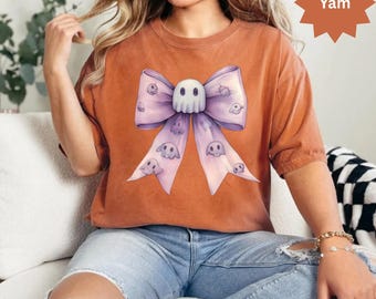 Cute Ghost Bow T-Shirts, Halloween Ghost, Pastel Goth, Spooky Cute, Ghost Lover Gifts, Graphic T-Shirts