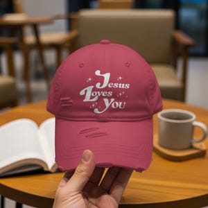 Jesus Loves You Cap, Christian Hat, Retro Hat, Trendy Hat, Faith Cap, Religious Cap, Sparkle Hat, Gift for Christians