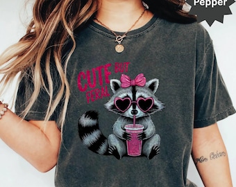 Feral Raccoon T-Shirt, gift for her feral Meme  girl feral women Funny Animal Graphic Tee Quirky Raccoon Shirt Adorable Feral Raccoon Shirt