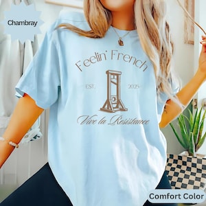 Komfortfarben Feelin Französisches Guillotine-Shirt, Antikapitalismus-soziale Gerechtigkeit Freiheitliches Linke-Revolution-T-Stück Essen die Reichen Erwarten Widerstand