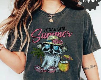 Feral girl summer T-Shirt, Leopard Print Graphic Tee, Unique Animal Design, Trendy Casual Wear, Statement Graphic Tee, Gift Idea