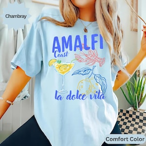 Amalfi Coast T-Shirt, La Dolce Vita Graphic Tee, Lobster Martini Lemon Design, Italian Summer Style Shirt, Vacation Gift Idea
