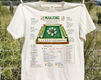 Lustiges T-Shirt mit Mahjong-Regeln | Geschenk für Mahjong-Fans beim Spieleabend | Freundschaftsspiel-T-Shirt | Strategiespiel