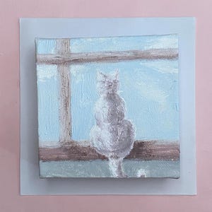 Peaceful White Cat Painting