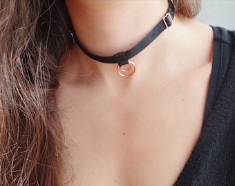 Orelia Choker (Black) - Handmade O Ring Adjustable Elastic Unique Necklace