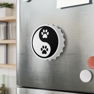 Magnetic Bottle Opener Yin-Yang Dog Fridge Magnet Gift for Dog Lovers Kitchen Accessories