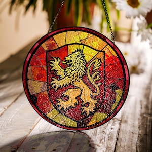 Wizard Academy House Symbols Suncatcher – Gebrandschilderd glas fantasieraamdecoratie, hangend ornament hekserij