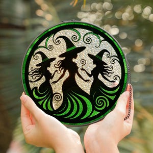 Witches Coven Suncatcher – Stained Glass Window Hanging, Witchy Halloween Home Decor, Magical Gift for Magic Lovers