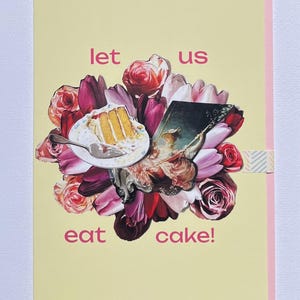 Vamos comer bolo rosa amarelo flor cartão de aniversário