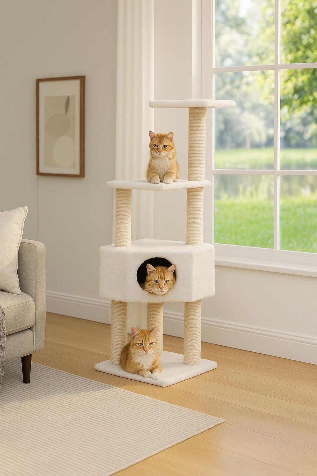 Large Cat Tree With House, Sisal Scratching Posts - Platforms - Ideal ...