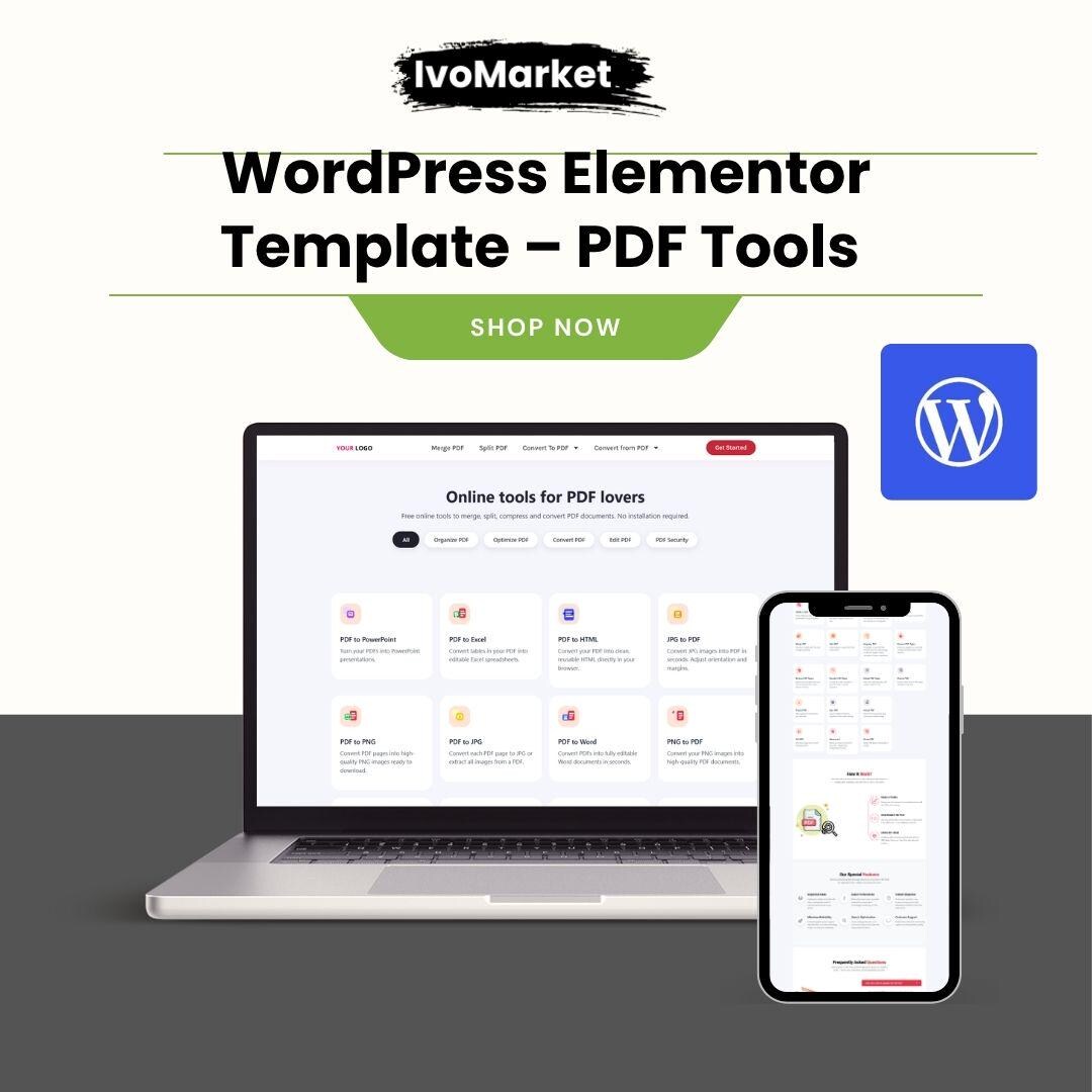 Elementor Wordpress Template – PDF Tools Website | Modern Saas Design ...