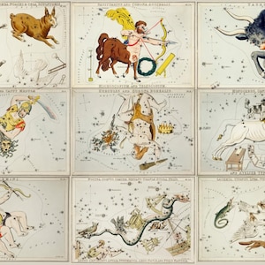 Vintage Celestial Star Map PC & Mac Wallpapers | Retro Astronomie-Digital-Hintergründe