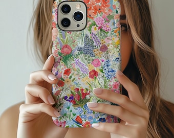 Floral Garden Phone Case: Cottagecore Flowers Botanical iPhone 17 16 15 14 13 12 11 X 8 Pro Max Plus Air MagSafe Google Samsung Galaxy S25