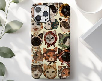 Vintage Cat Phone Case: Retro Cute Pet Lover Gift iPhone 17 16 15 14 13 12 11 X 8 Pro Max Plus Air MagSafe Google Samsung Galaxy S25 S24 S23