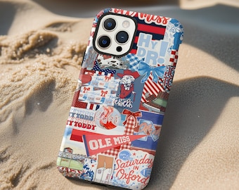 Game Day Collage Phone Case: Ole Miss Mississippi College Spirit iPhone 17 16 15 14 13 12 X 8 Pro Max Plus Air MagSafe Google Samsung Galaxy