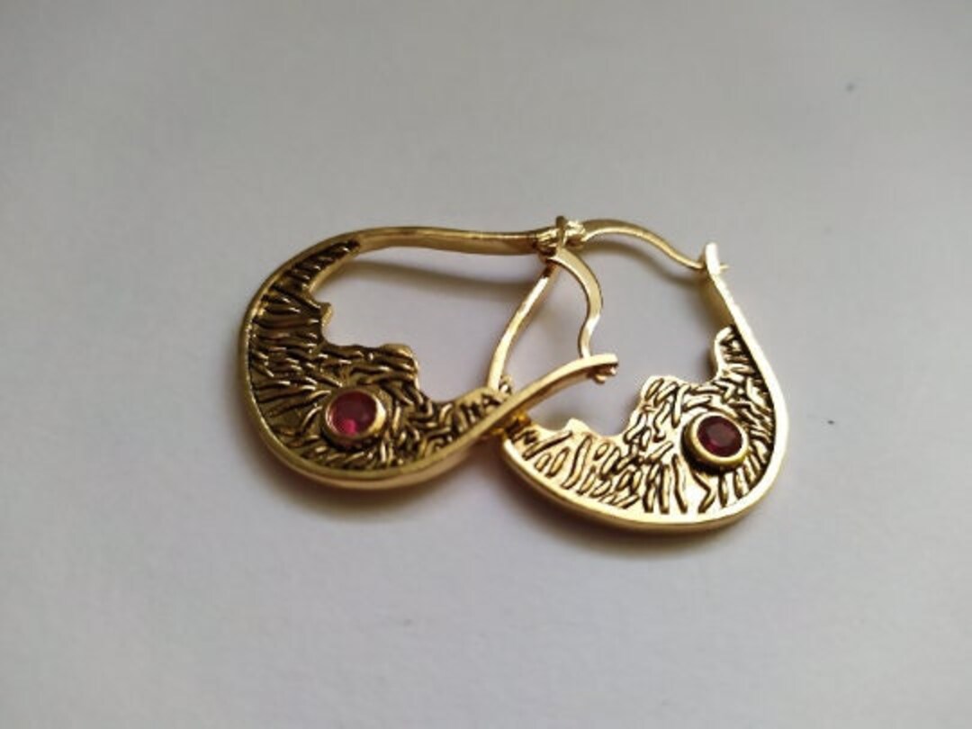 Boucles D'oreilles En Céramique Rouge - Puces à Clips, Occasion Très Bon état