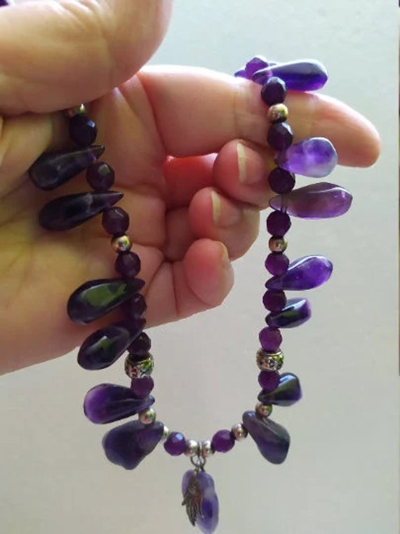 Natural amethyst vintage jewelry set Extra long a… - image 3