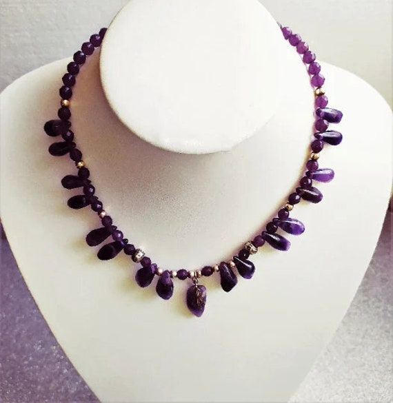 Natural amethyst vintage jewelry set Extra long a… - image 4