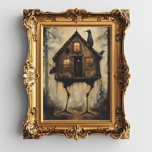 Baba Yaga Witch’s Hut Digital print Wall art Baba Yaga witch Russian folklore art