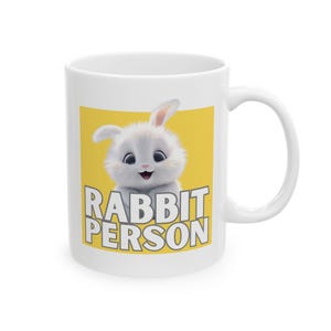 Rabbit Person Ceramic Mug: Whimsical Yellow Bunny Coffee Cup