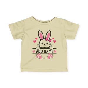 Customizable Bunny Infant Tee, Pink Ears, Heart Design, Personalized Infant Fine Jersey T-Shirt, Baby Shower Gift, Newborn Outfit, Cute