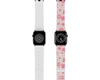 Apple Watch-bandje Daisy Strawberry, polsbandje met bloemenprint
