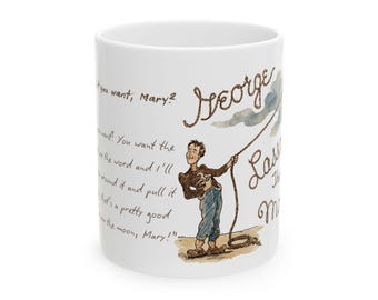 George Bailey - Lasso the Moon Tasse - Es ist ein wundervolles Leben - Cartoon Illustration Tasse | Frank Capra Keramik Becher
