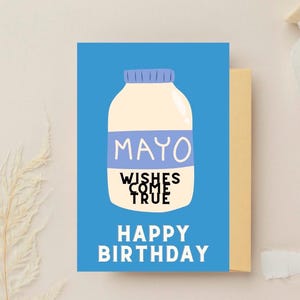 Cartão de aniversário engraçado com trocadilho MAYO