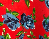 Mexican Fabric Floral Mexican Fabric Red and Blue