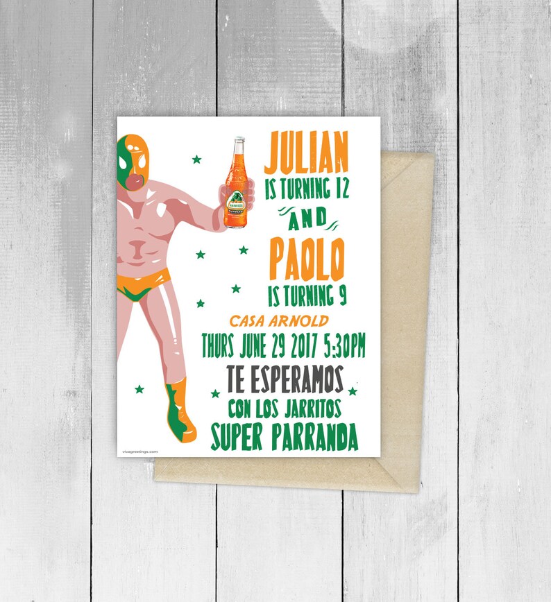 Lucha Libre Jarritos Mexican Soda Pop Design Invitation