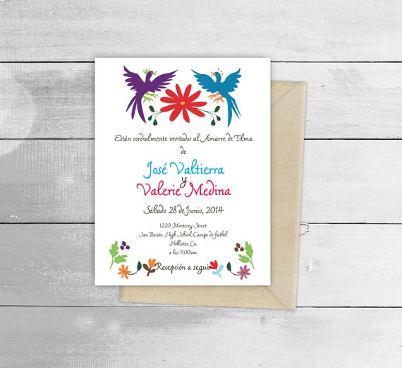 Otomi Fiesta Wesele Wzór Zaproszenie Etsy