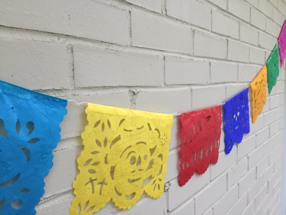 2 Medium Day Of The Dead Papel Picado Mexican Wedding Skulls
