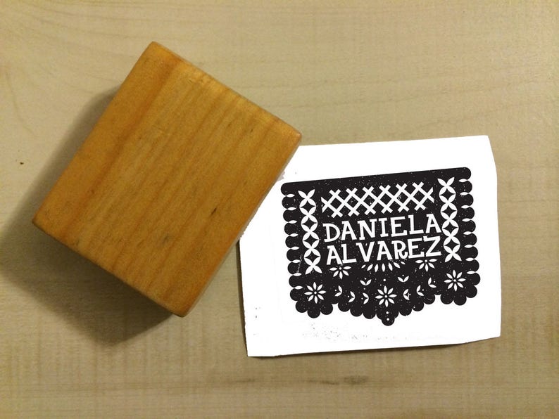 Custom Papel Picado Fiesta Wedding Design Invitation Save the Date Rubber Stamp