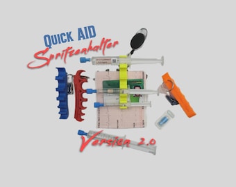 QuickAid Spritzenhalter Version 2.0 | In verschiedenen Größen + Versichertenkarten Halter + EKG Halter, Rettungsdienst Hilfsmittel