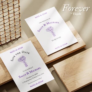 Vintage Save the Date-sjabloon, bruiloft Save the Date Card, afdrukbare bruiloft briefpapier, bloemenboeket, canvas sjabloon, WIN001