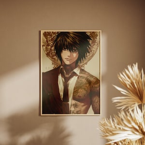 L aus Death Note | Digitale Anime-Poster | Geschenk für Anime-Fans | Wohndeko | Wandkunst für Otaku | Individuelle Kunst