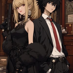 Misa und L aus Death Note | Digitale Anime-Poster | Geschenk für Anime-Fans | Wohndeko | Wandkunst für Otaku | Individuelle Kunst