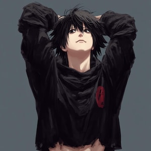 L aus Death Note | Digitale Anime-Poster | Geschenk für Anime-Fans | Wohndeko | Wandkunst für Otaku | Individuelle Kunst