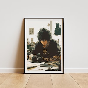 L aus Death Note | Digitale Anime-Poster | Geschenk für Anime-Fans | Wohndeko | Wandkunst für Otaku | Individuelle Kunst