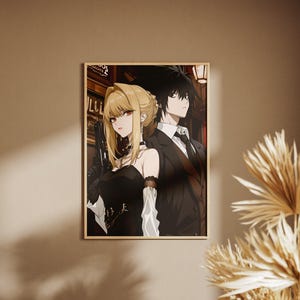 Misa und L aus Death Note | Digitale Anime-Poster | Geschenk für Anime-Fans | Wohndeko | Wandkunst für Otaku | Individuelle Kunst