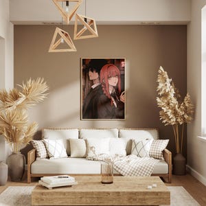 Poster mit L aus Death Note und Makima aus Chainsaw Man | Geschenk für Anime-Fakten und Otaku | benutzerdefinierte Anime-Kunst