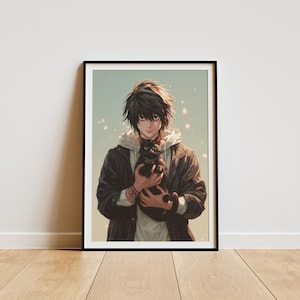 L aus Death Note | Digitale Anime-Poster | Geschenk für Anime-Fans | Wohndeko | Wandkunst für Otaku | Individuelle Kunst