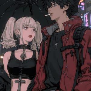 Misa und L aus Death Note | Digitale Anime-Poster | Geschenk für Anime-Fans | Wohndeko | Wandkunst für Otaku | Individuelle Kunst
