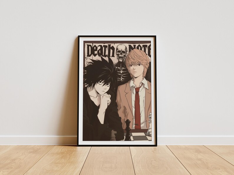 Pinterest Death Note Poster L and Yagami Light From Death Note | Anime Digital Posters | Gift for ...