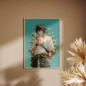 L aus Death Note | Digitale Anime-Poster | Geschenk für Anime-Fans | Wohndeko | Wandkunst für Otaku | Individuelle Kunst