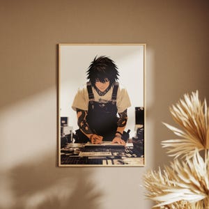 L aus Death Note | Digitale Anime-Poster | Geschenk für Anime-Fans | Wohndeko | Wandkunst für Otaku | Individuelle Kunst