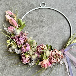 Krans gedroogde bloemen – Handgemaakte boho bloemenkroon, duurzaam huisdecor, bruiloftsdecoratie, perfect cadeau-idee, gemaakt met bloemen van eigen bodem