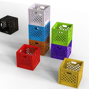 Stackable Milk Crates Organizer – Miniature Milk Crate Desk Organizer Toothbrush Holder Make Up Brush – STL Digital File for 3D Printing